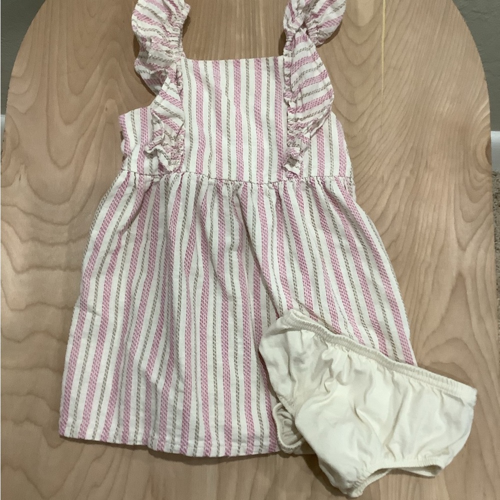 Striped Pink and White Kids Dress Set